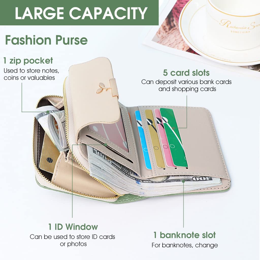 PALAY® Small Wallet For Women PU Leather Purse with Zipper Bifold Card Coin Holder Cash Bag Clutch Wallet Fashion Women Wallet Purse Gift Wallet for Girl