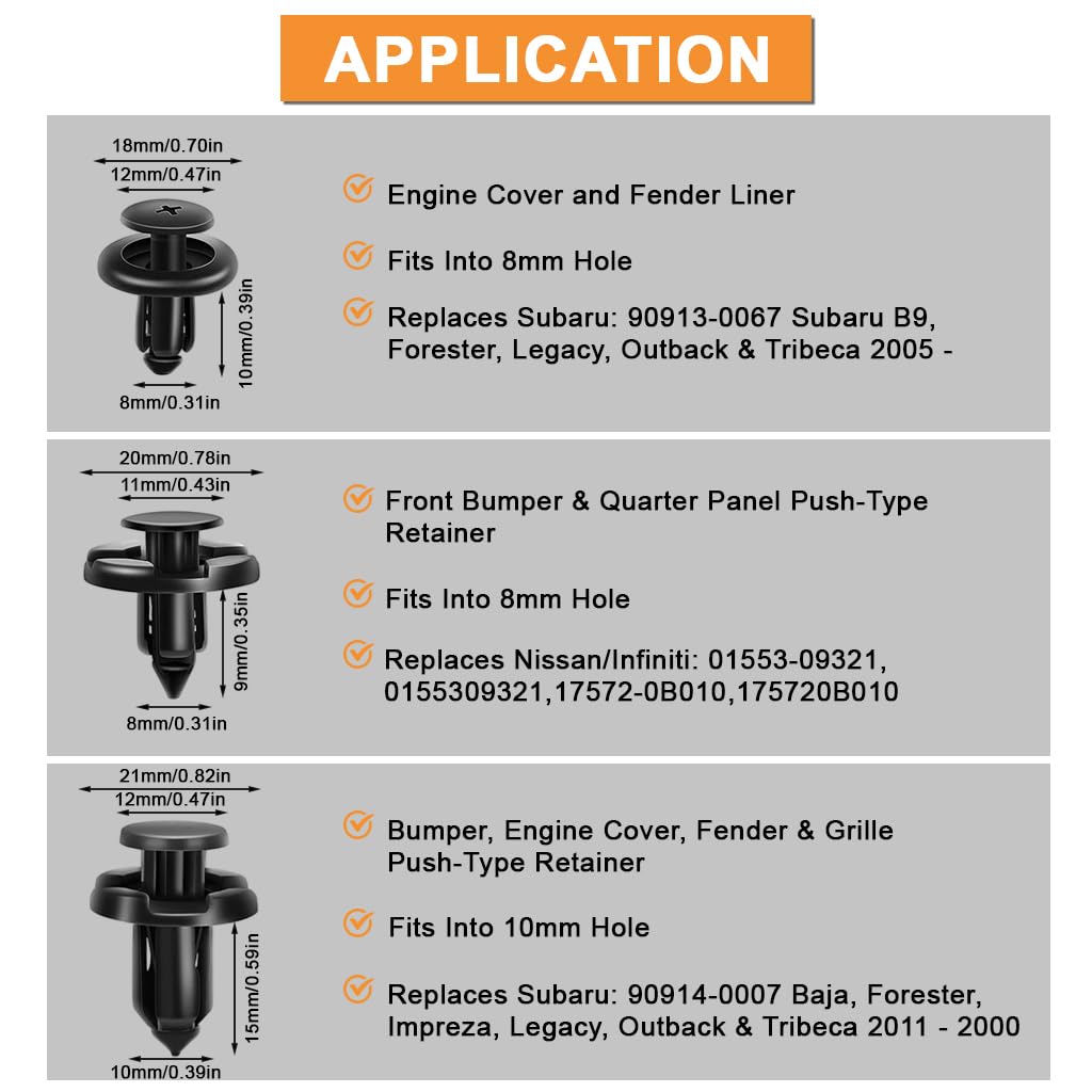 STHIRA Car Bumper Clips Lock Kit for Door Trim and Fender Repair with 100 Pcs 7mm 8mm 10mm Rivets & Removal Tool