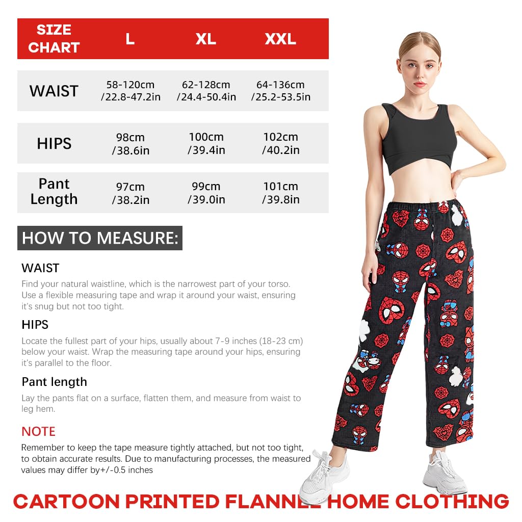 SANNIDHI Women's Pajama Pants for Winter Nights with Elastic Waist and Soft Flannel Lounge Comfort | Cartoon Print Homewear