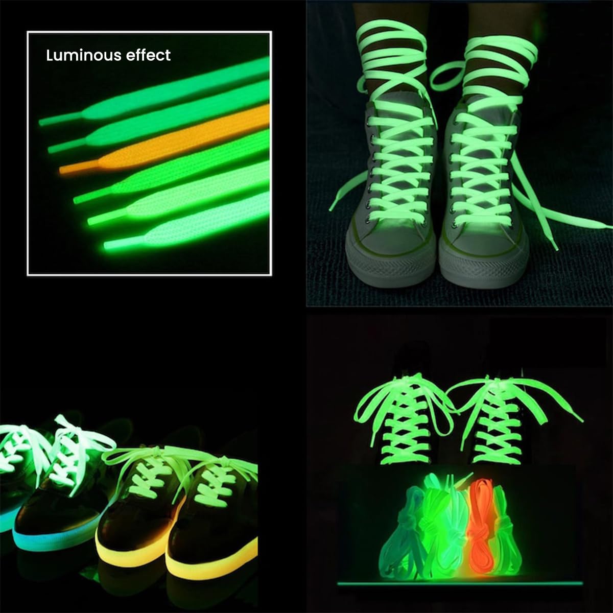 PALAY® 5 Pair Luminous Shoelaces For Sneakers Sports Shoes Luminous Shoelaces Glow In The Dark Shoelaces for Night Running, Fashion Luminous Shoelaces (5 Colors)