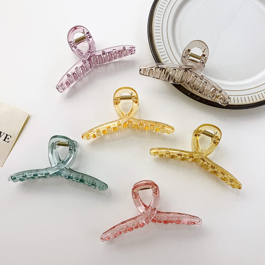 ZIBUYU Hair Clips for Women featuring Non Slip Cross Design | 6 Pcs Acrylic Claw Set