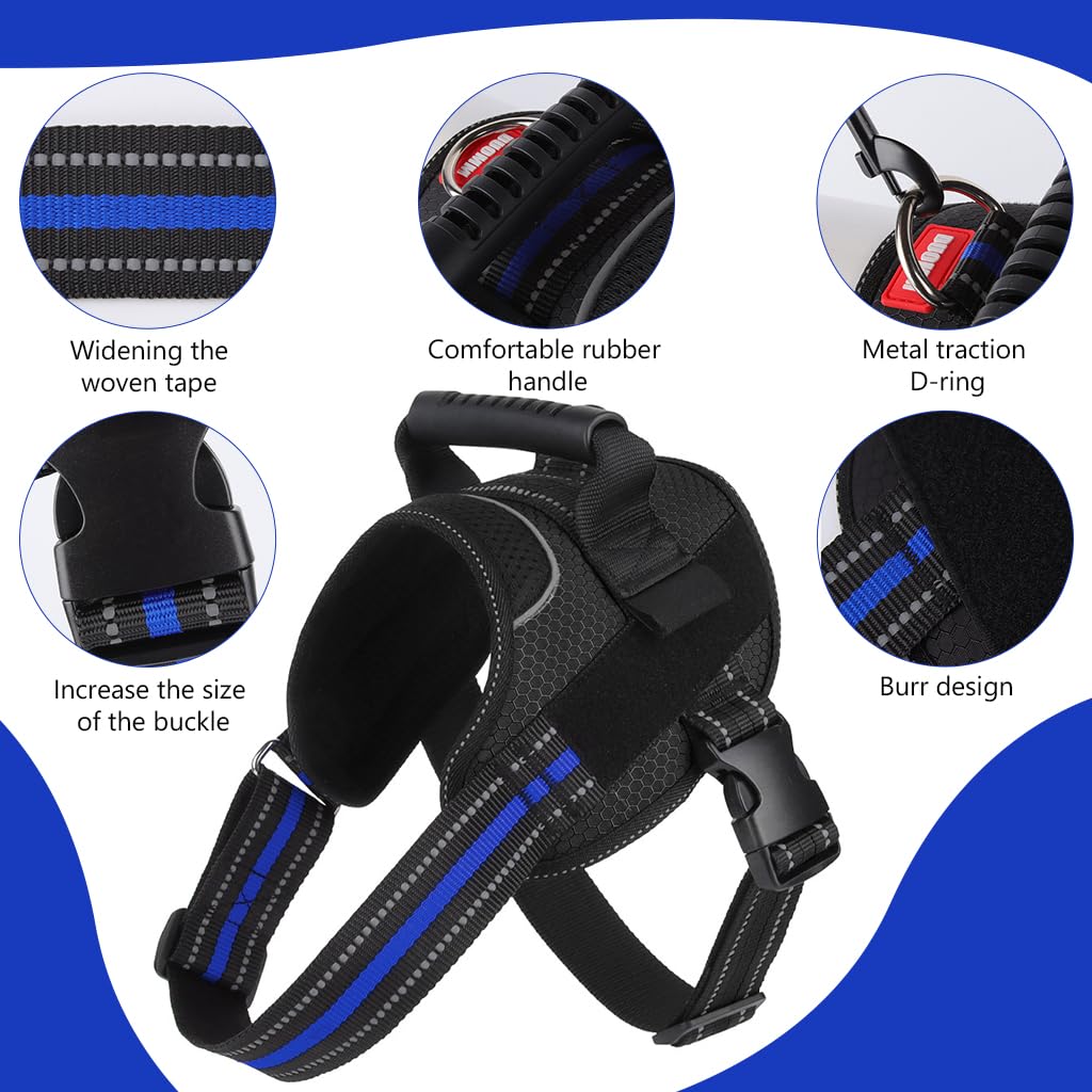 Qpets® Dog Vest Dog Harness for Large Dog with 1.5m Dog Leash Dog Harness with Pulls Handle for Guide Dog, Large Dog, Adjustable Dog Vest Harness with Quick Release Buckle (Suitable 18-33kg)