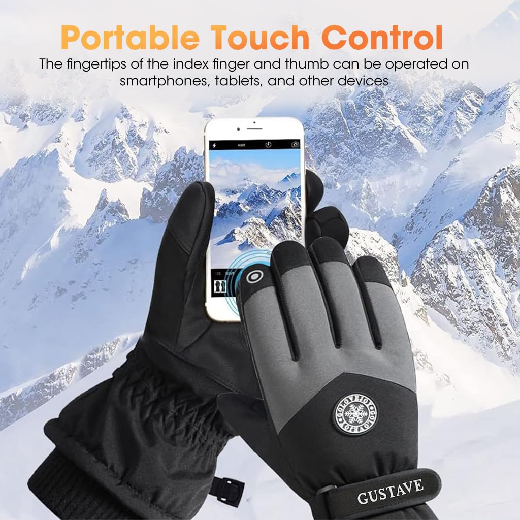 GUSTAVE Winter Gloves for Outdoor Riding with Touch Screen Fingertips and Anti Slip Palm | 27cm Length