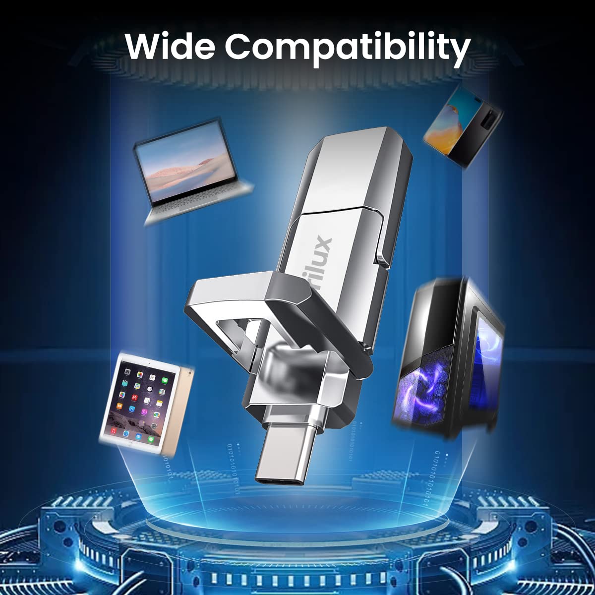 Verilux Pendrive 128GB 2 in 1 Flash Drive with USB 3.1 and Type C 500MB/s Speed for Laptop | Smartphone