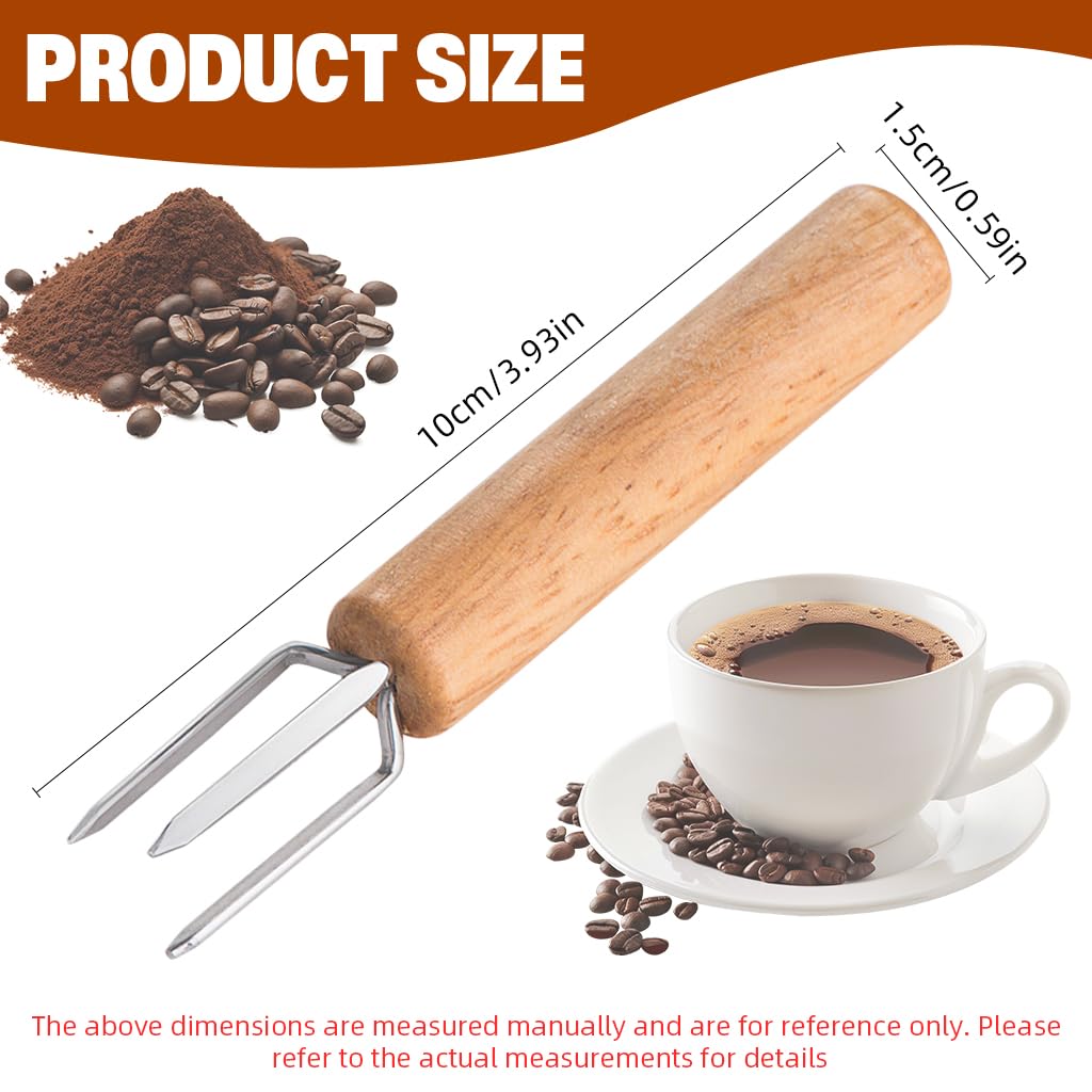 ZIBUYU Coffee Stirrer for Espresso with Three Tong Design and Wooden Handle | Stainless Steel Tool