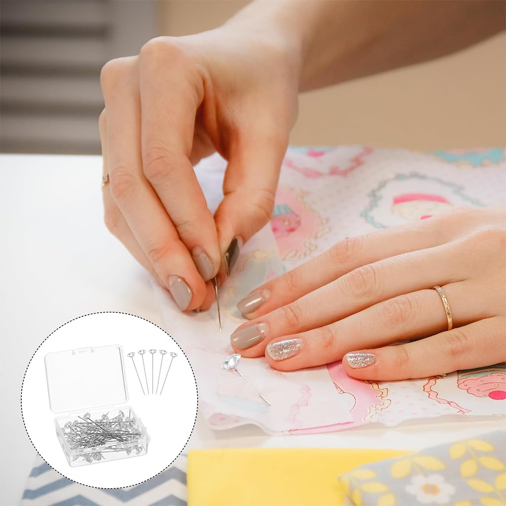 Venzina Bouquet Pins for Floral Arrangements with 100pcs 1.49 in Crystal Rhinestones | Ideal for Wedding Corsages and DIY Crafts