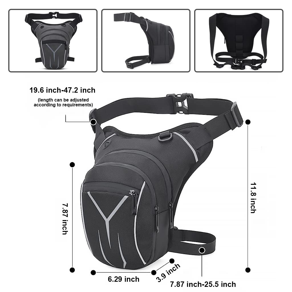 GUSTAVE Thigh Bag for Bikers with Quick Release Buckle and 10×16×20cm Multi Pockets | Waterproof Oxford for Outdoor Riding
