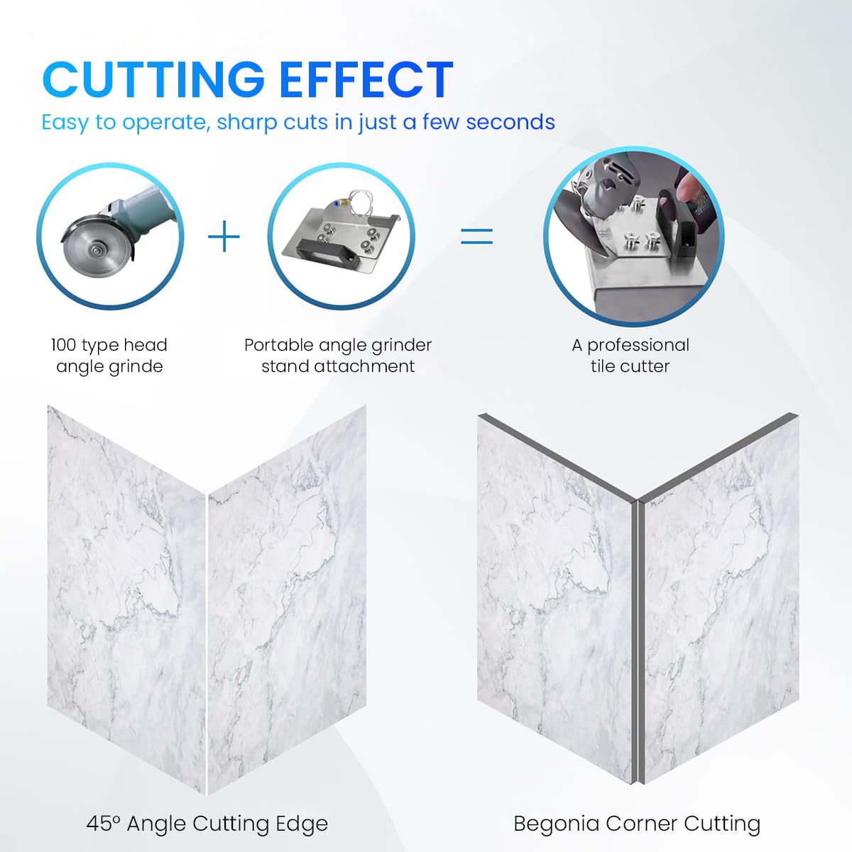 Serplex Tile Chamfering Tool for 45° Cutting with Secure Clamping System and Water Pipe | Stainless Steel Stand for Ceramic and Stone