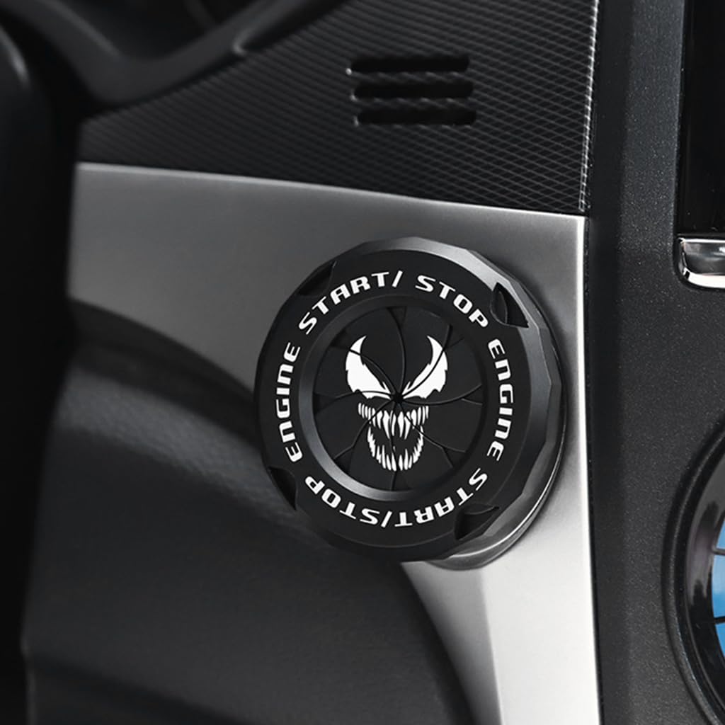 STHIRA Car Start Button Cover for Universal Vehicles with Venom Theme ABS Material | Interior Protection and Easy Installation