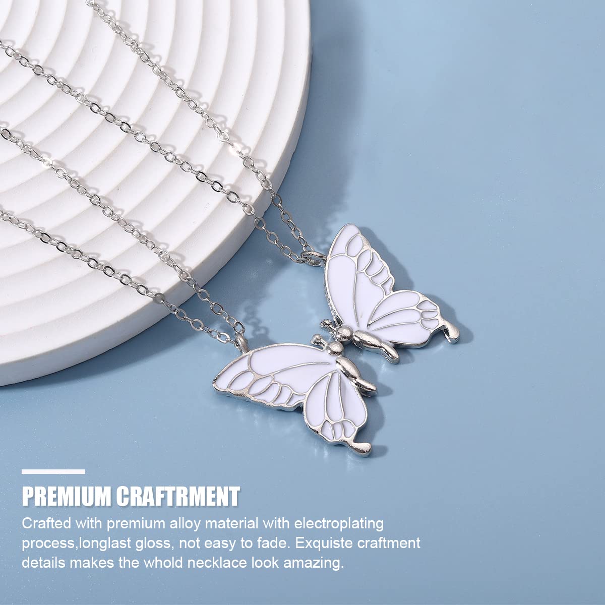 SANNIDHI Butterfly Necklace for Women featuring 45+07cm chain & unity wing design | 2 pcs