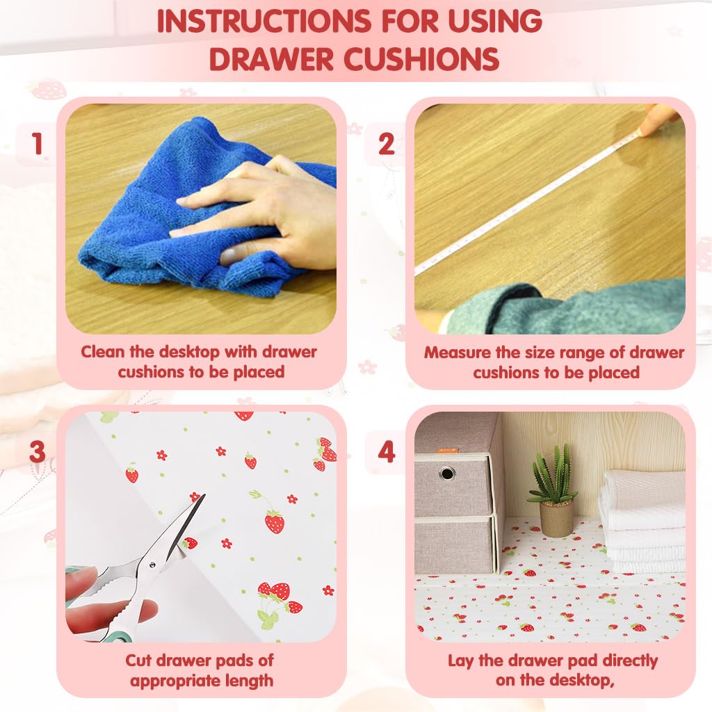 HASTHIP PET Cabinet Liner for Kitchen and Drawers featuring Trim to Fit Design 30x500cm | Rose Flower Waterproof Shelf Mat