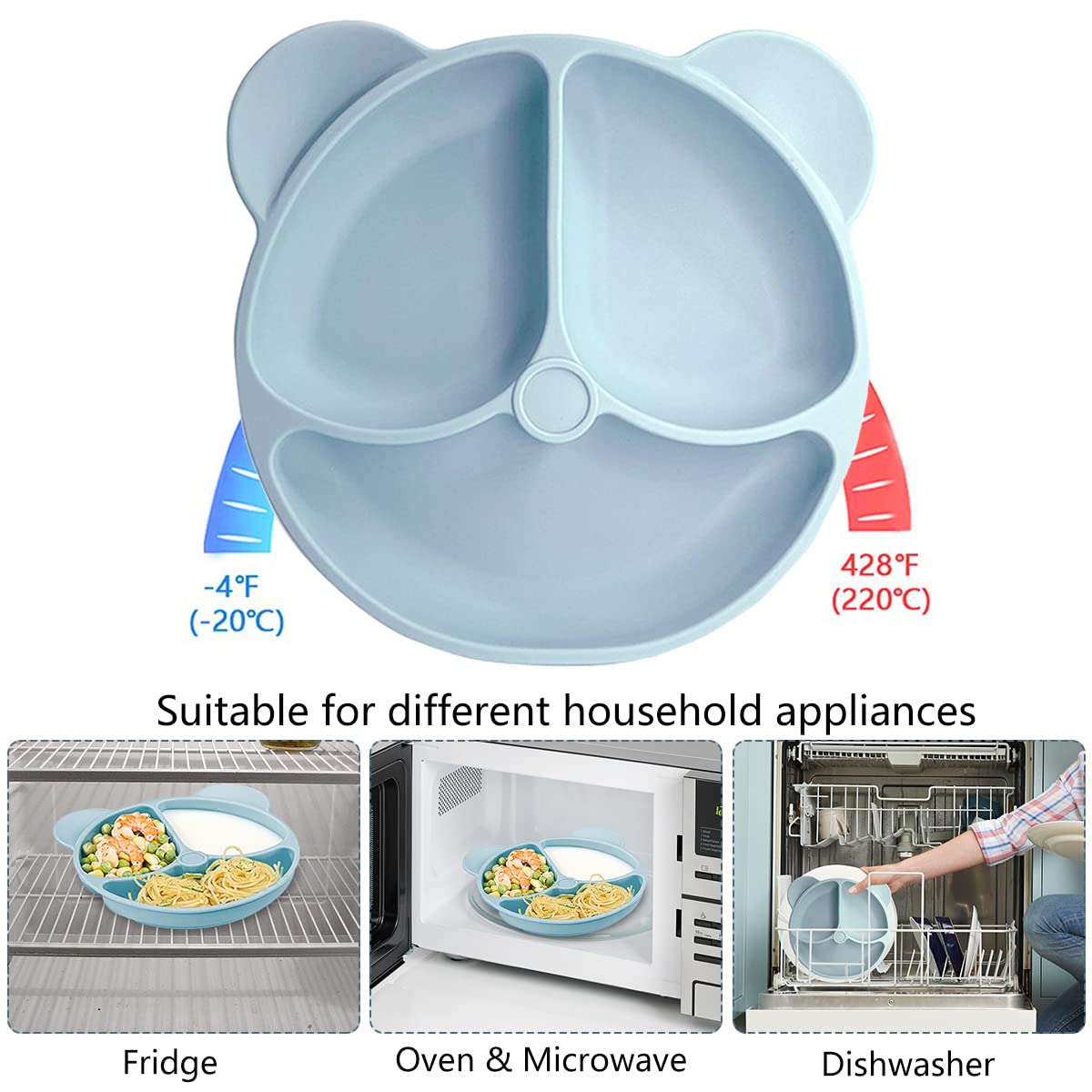 SNOWIE SOFT Silicone Baby Tableware Set for Toddlers with Suction Plate and Bowl | 6Pcs BPA-Free Dishwasher Safe