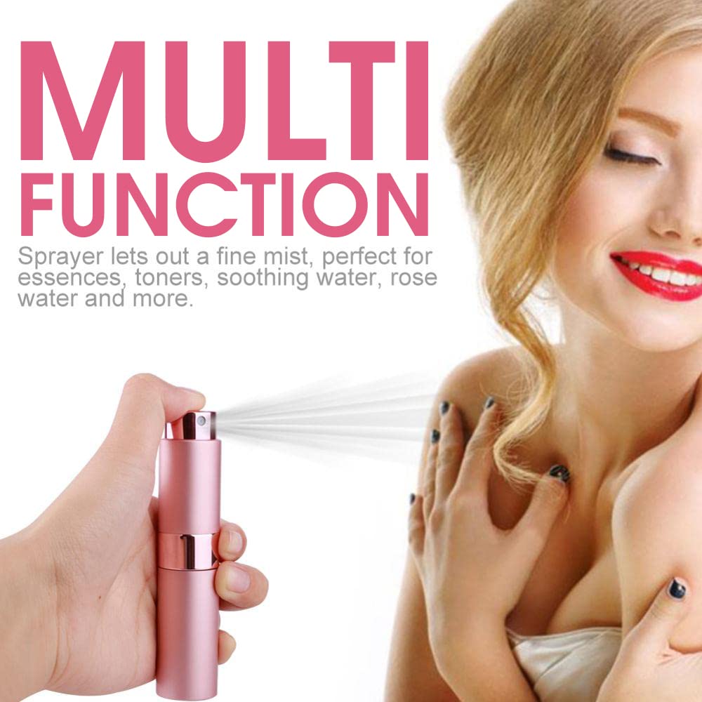 MAYCREATE Perfume Atomiser for Travel with 8ml Refillable Glass Bottle and Fine Mist Spray | Pink