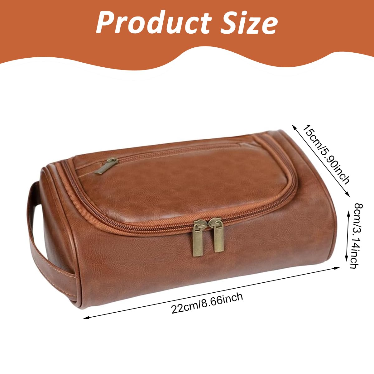 MAYCREATE Toiletries Travel Bag for Men with Handle and Smooth Zipper | PU Leather Organizer