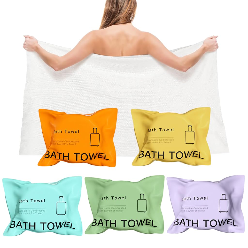 MAYCREATE Compressed Towel Tablets for Travel and Camping featuring 55.1 x 27.5 in 100% Cotton | Reusable Bath Towels