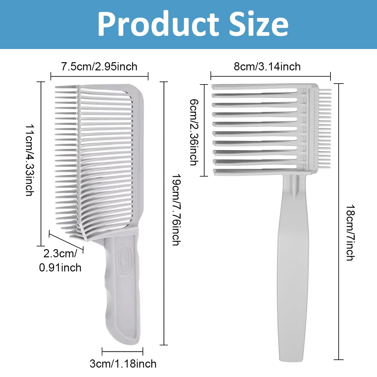 ZIBUYU Hair Cutting Comb for Men with Curved Back & Tapered Teeth | 2Pcs Anti-Static ABS