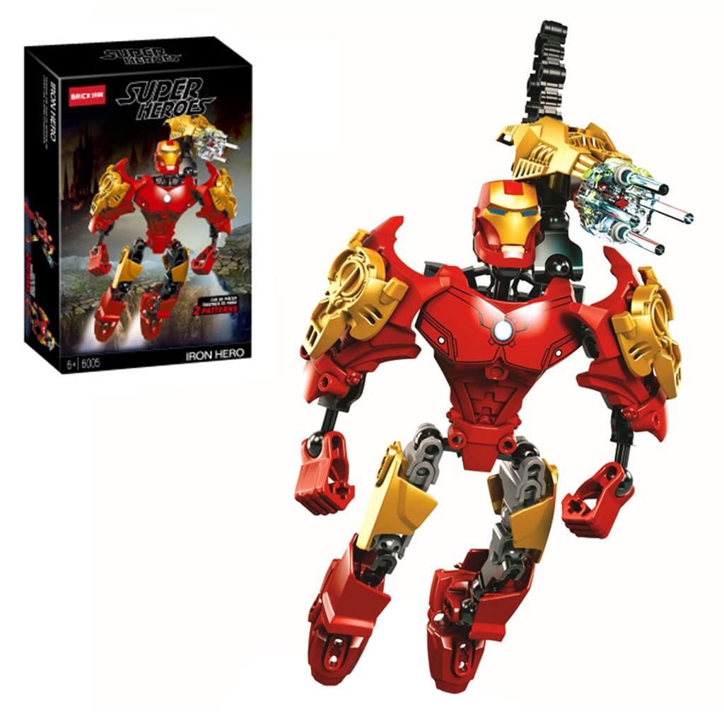 PATPAT Super Hero Toys Avengers Toys, Building Block Action Figures Mechanical Iron Man, Desktop Decoration DIY Assembly Toy Birthday Gift Christmas Gift for Kids