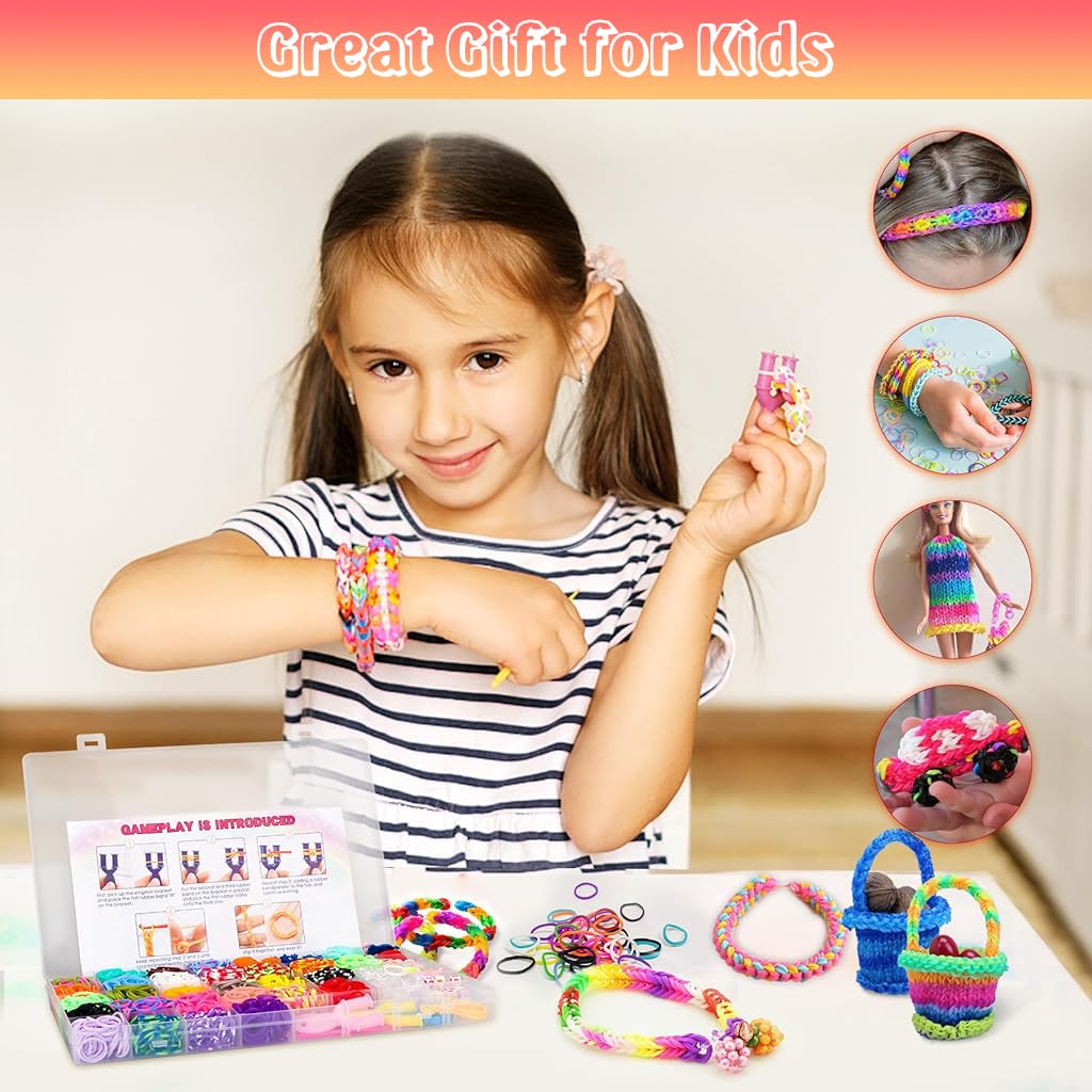 PATPAT Loom Bands Kit for Kids with 2500pcs Rubber Bands and Braiding Tools | DIY Bracelet Making Set