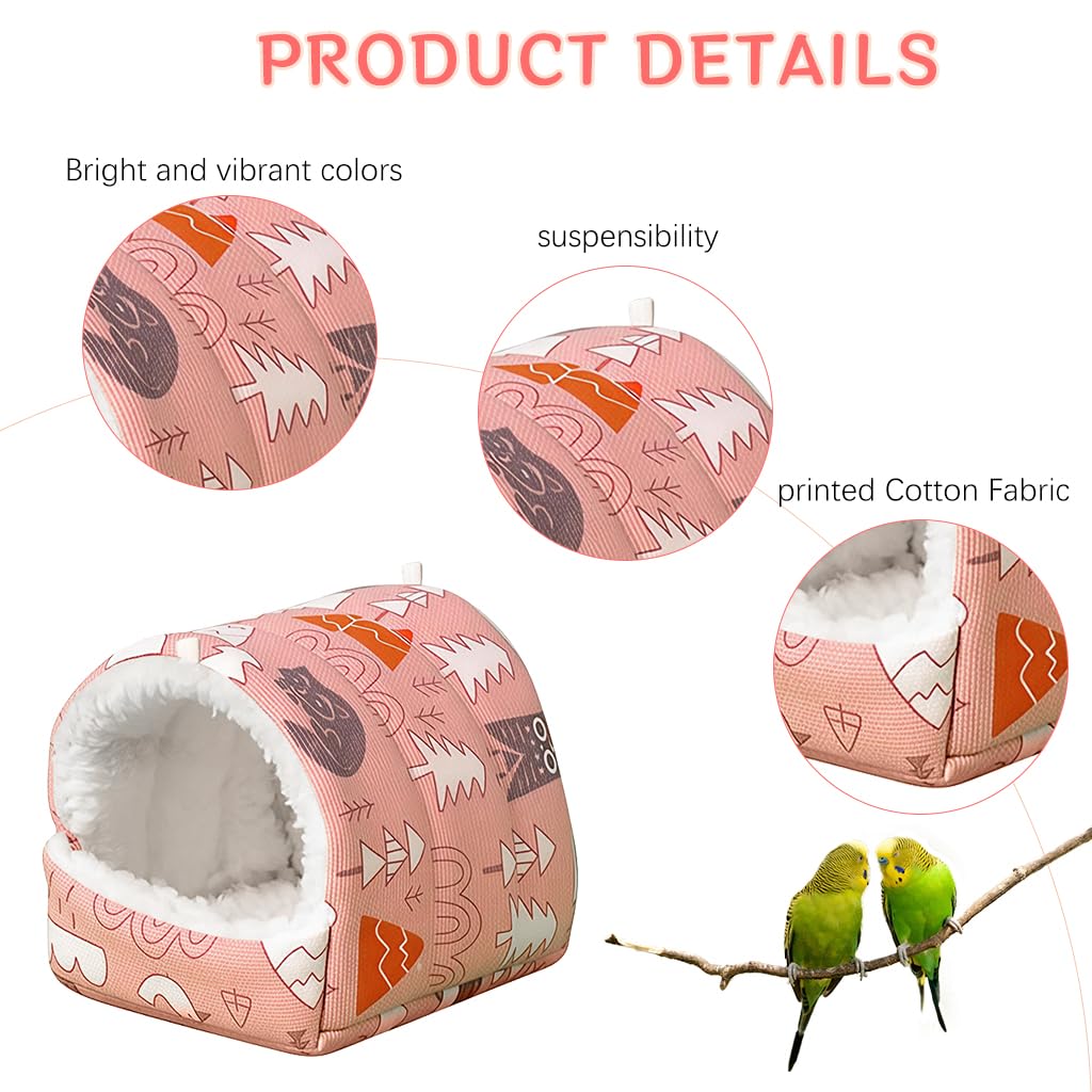 Qpets Small Pet Winter Plush Hiding House for Birds and Hamsters 19x18cm with 2 Metal Chains