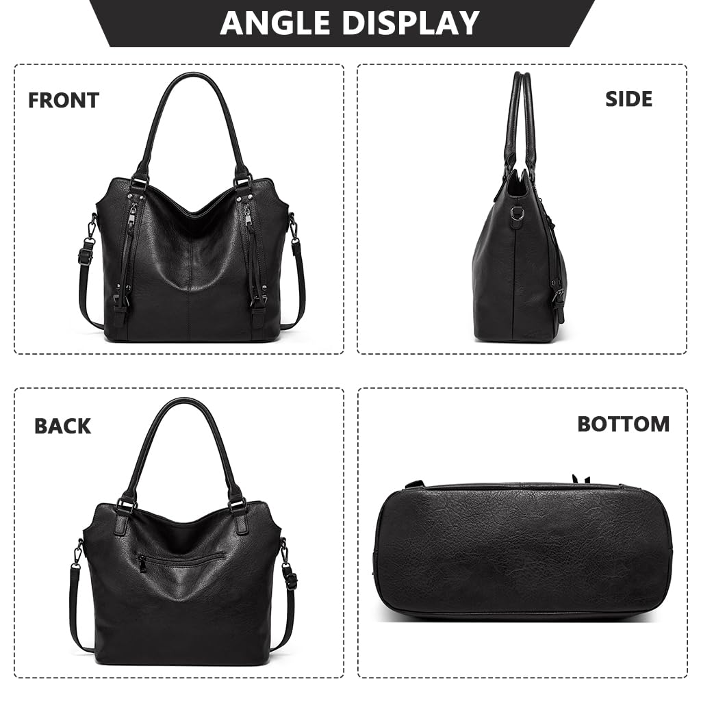 PALAY® Handbags For Women PU Leather Hobo Bags for Women Purse Stylish 2 in 1 Tote Bags with Shoulder Strap Ladies Office Bag