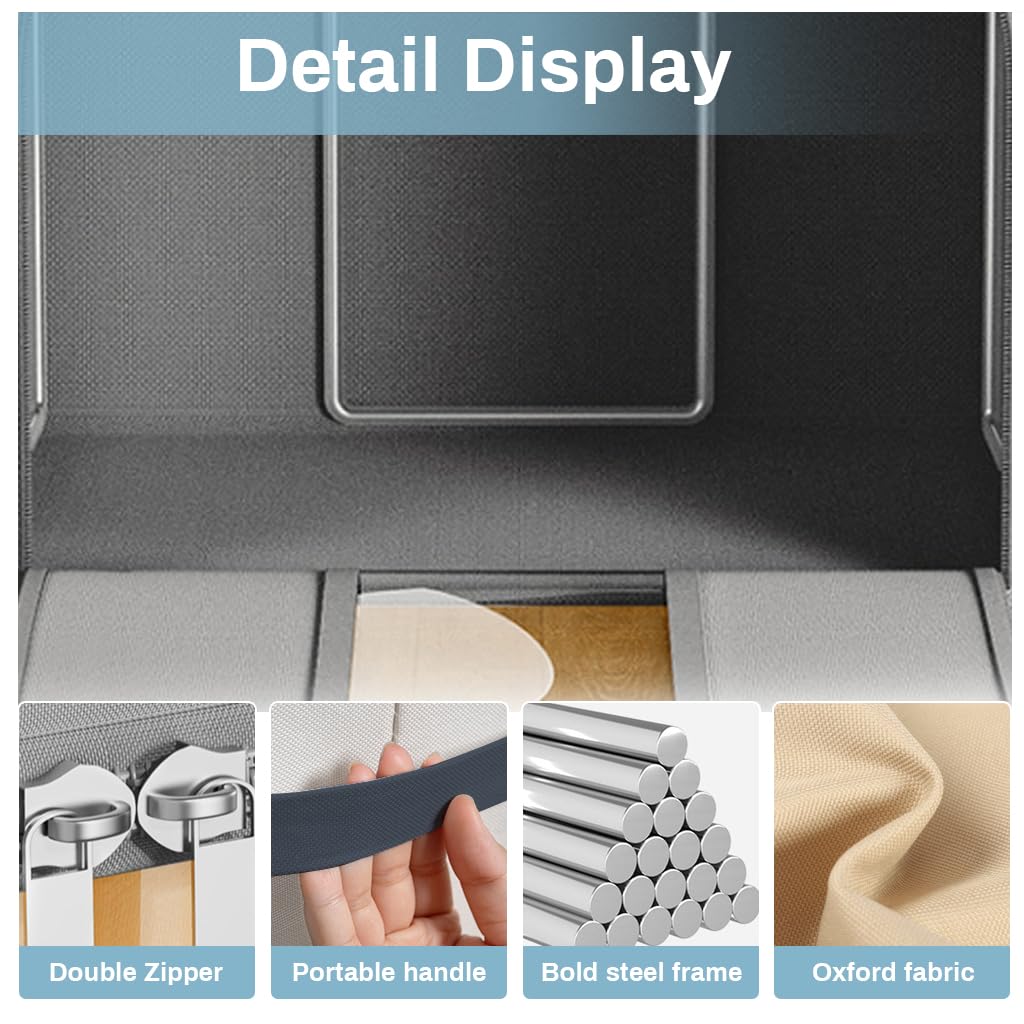 Supvox Wardrobe Organizer for Clothes with Dual Zipper Door and Clear Window 66L Oxford Cloth | Foldable Stackable Storage Box 2PCS