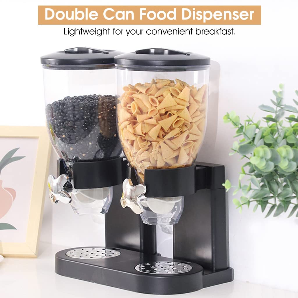 HASTHIP Cereal Dispenser for Dry Food with Dual 2L Jars and Portion Control Knobs | Food Grade Plastic