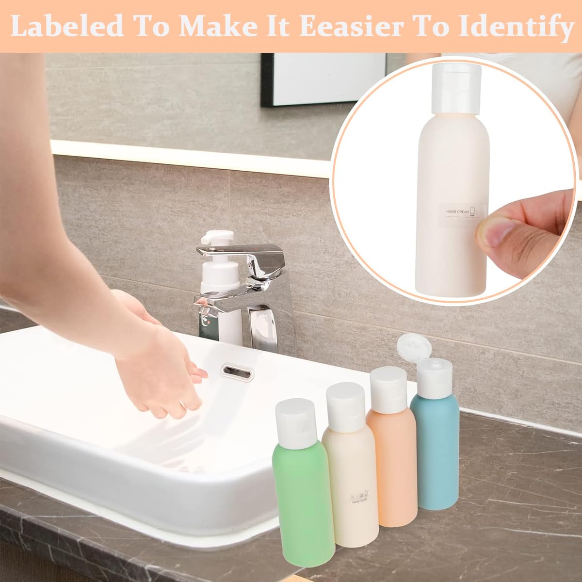 MAYCREATE® 4pcs 60ml Travel Bottles for Toiletries, Refillable PE Travel Containers with Lid, Lotion Jars Travel Shampoo Dispenser Travel Bottle for Cream, Toiletries, Gel, Hand Sanitizer