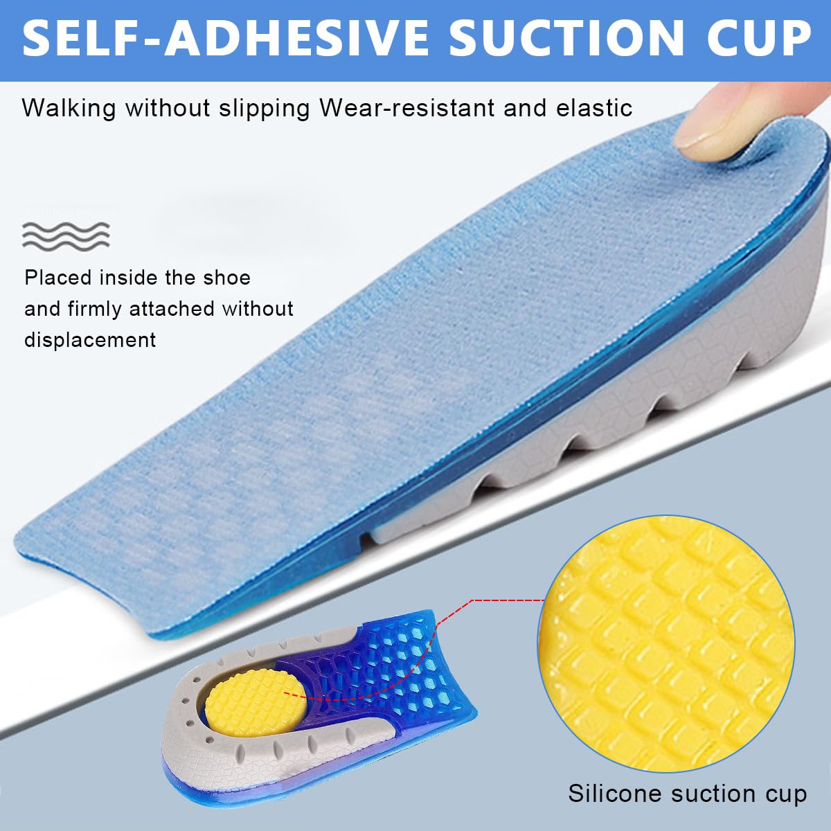 MAYCREATE Heel Lift Inserts for Heel Pain Relief with Massaging Gel Cushion 0.59 in | Silicone Heel Cups for Women and Men