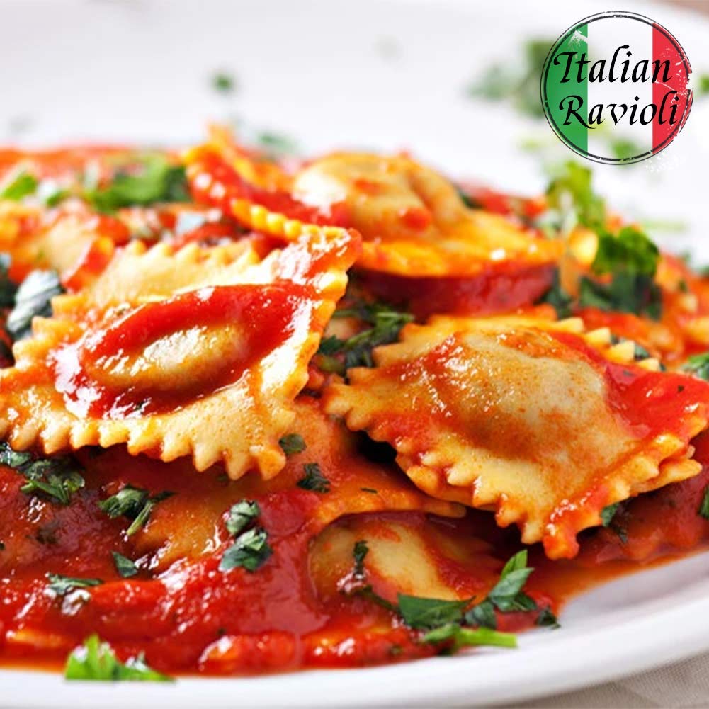 HASTHIP Ravioli Stamp Set for Pastry and Dough Making with 4 Cutters & Beechwood Handles