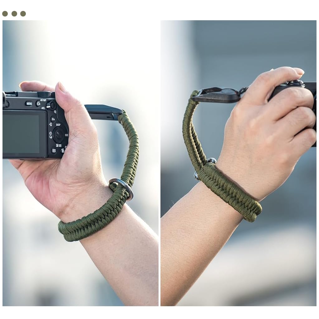 Zibuyu Camera Strap for DSLR and Mirrorless Cameras with Quick Release Buckle and Handwoven Wrist Design | Adjustable Military Green Accessory