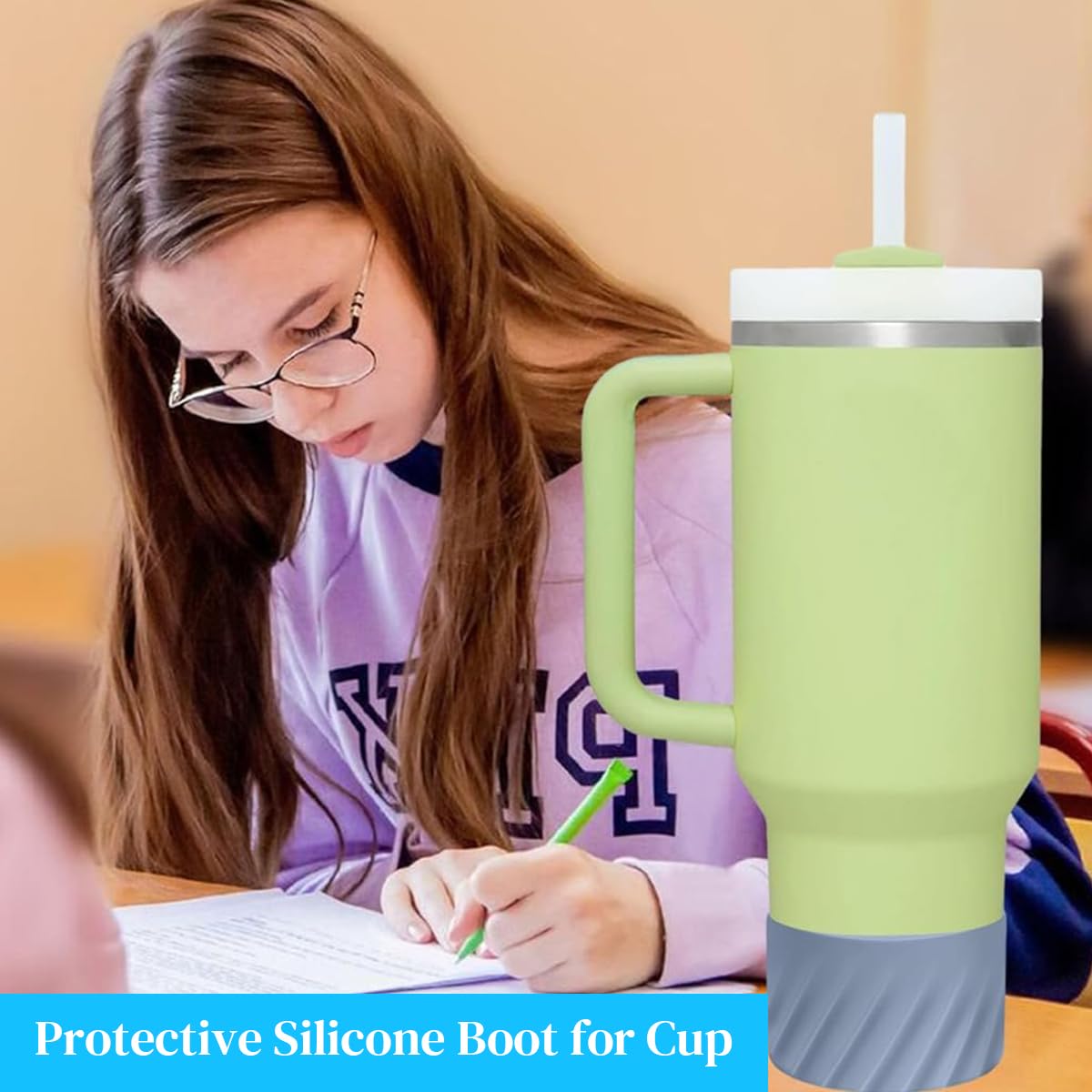HASTHIP Water Bottle Protective Silicone Boot for Stanley 40oz | 7.5cm Anti‑Slip Bottom Protector in Purple