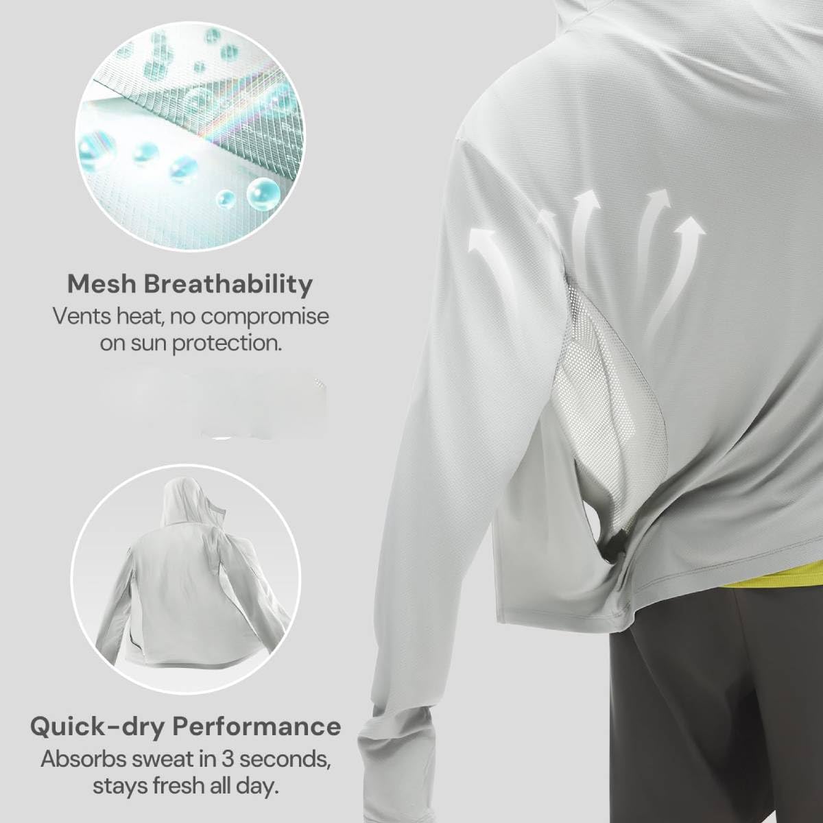 GUSTAVE Sun Protection Jacket for Men with UPF 50+ and Zip Hoodie | Ice Silk Lightweight Breathable Design