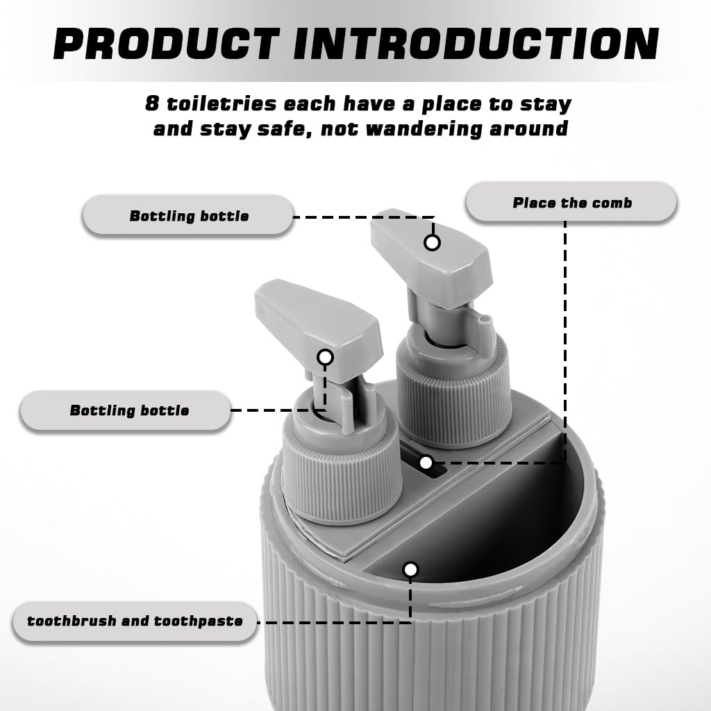 HASTHIP Travel Mouthwash Cup Kit with Dual 45ml Bottles and Convertible Wash Cup Lid | ABS and PP Toiletry Organizer