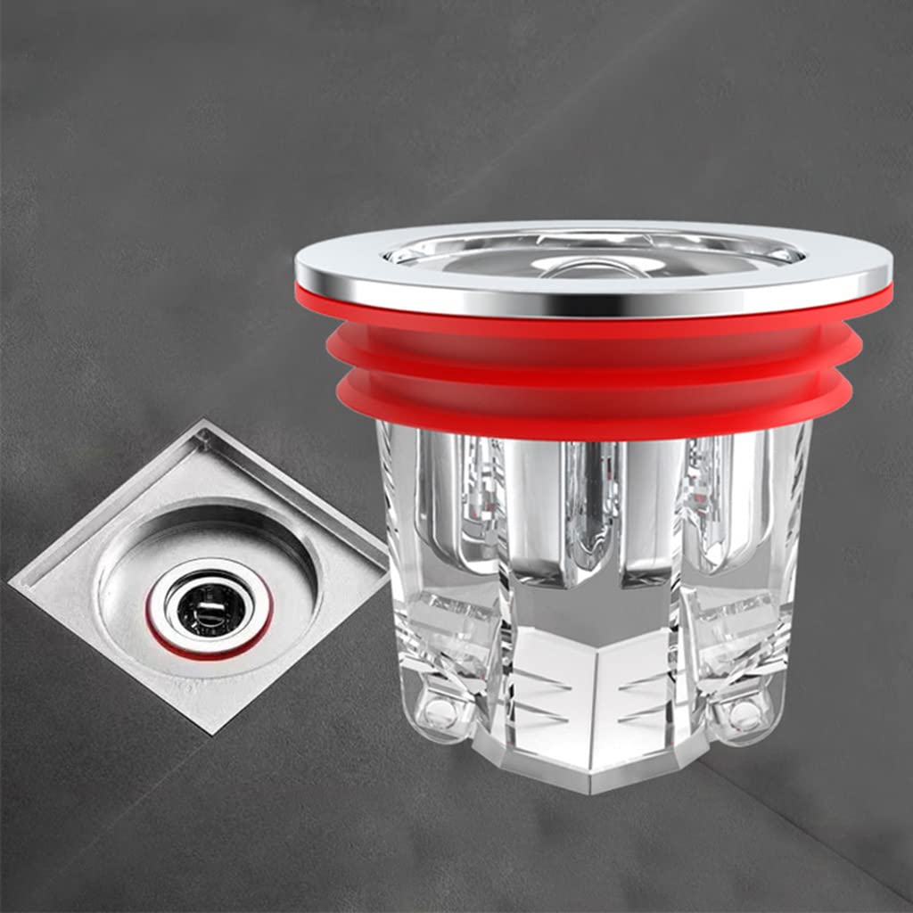 HASTHIP Floor Drain Plug for Shower and Kitchen with Magnetic Valve Lid and 3 Adapter Rings