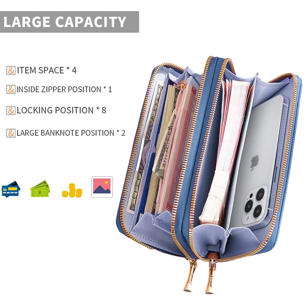 PALAY Women's Wallet for Daily Use with Double Zip 19x10x4.5cm Design in Black PU Leather