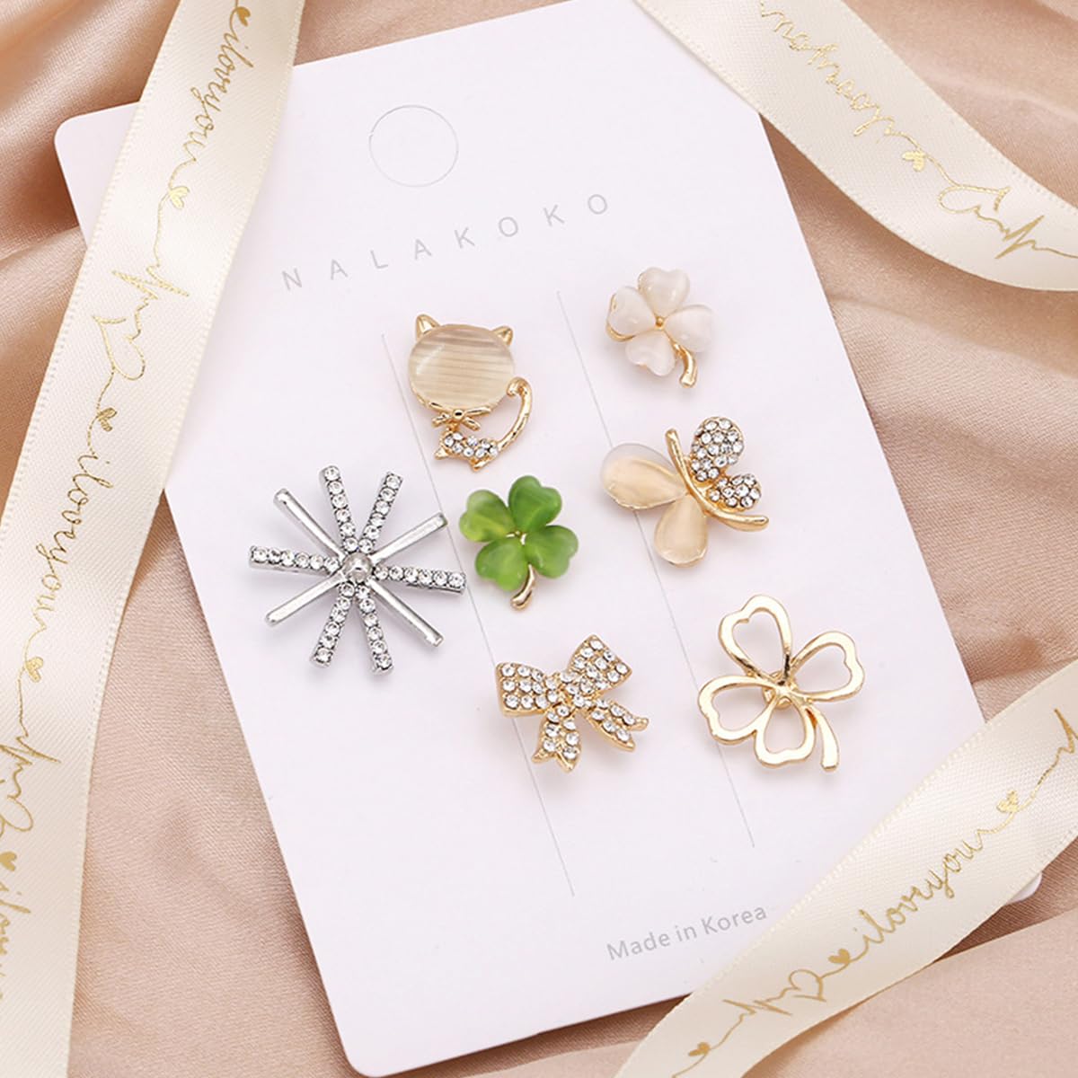 SANNIDHI Shirt Brooch Set for Women featuring 7pcs Crystal Opal Pins with Alloy Design | Elegant Accessory for Dress and Bag Decor