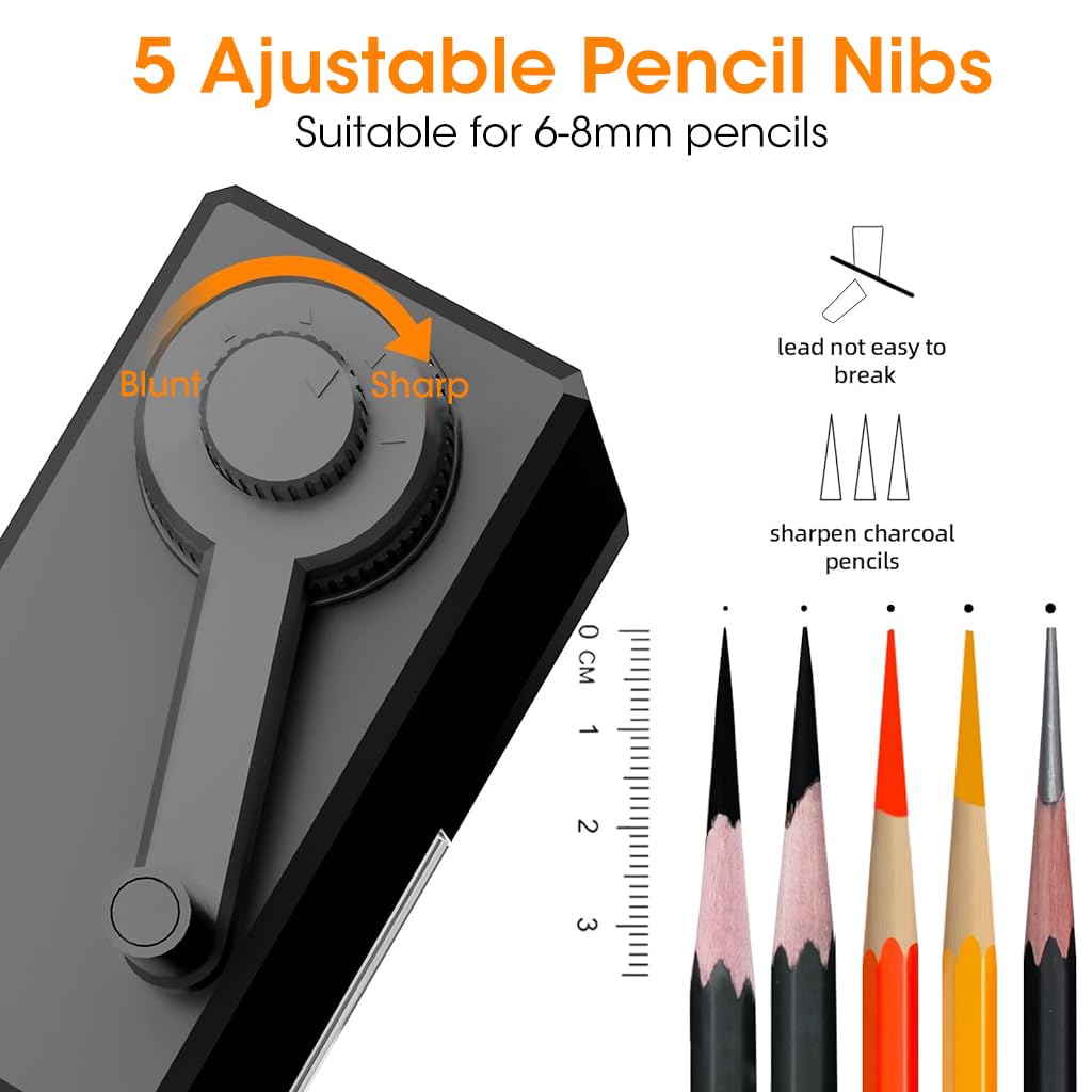 Climberty Manual Art Pencil Sharpener for 6–8mm Pencils with Helical Blade & 5 Nib Settings