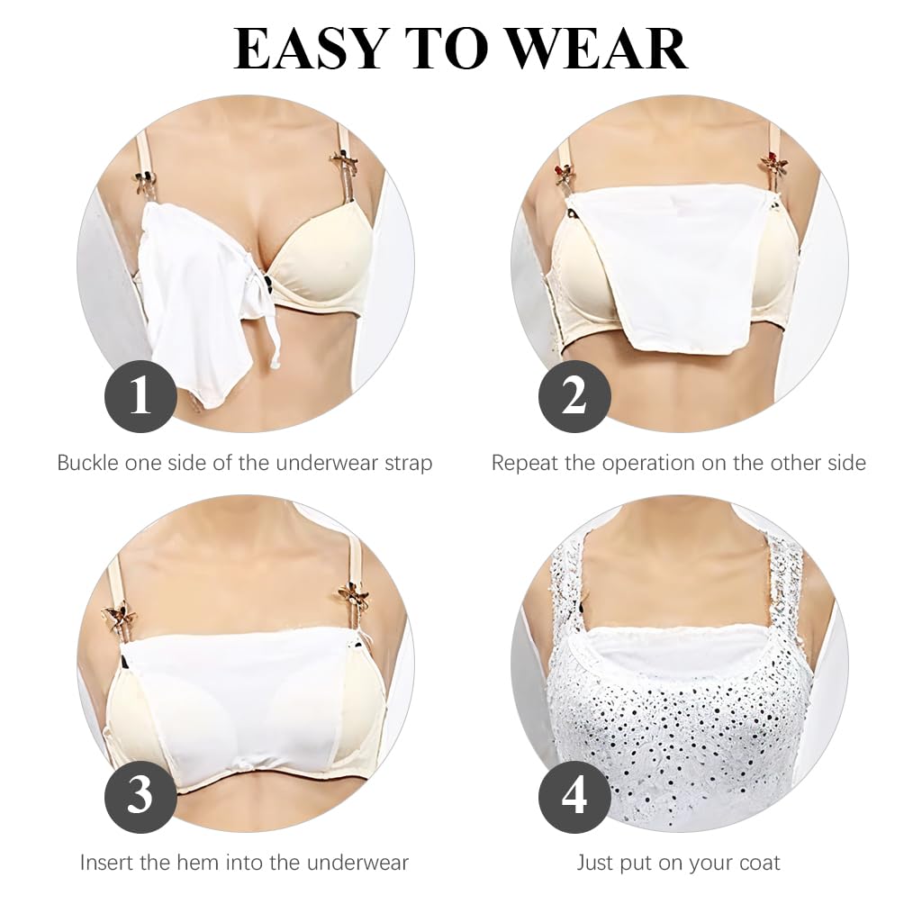 Venzina Bra Coverups for Low Cut Tops with Snap to Bra Design and 9PCS Beige Set | Stretchy Modal Modesty Inserts