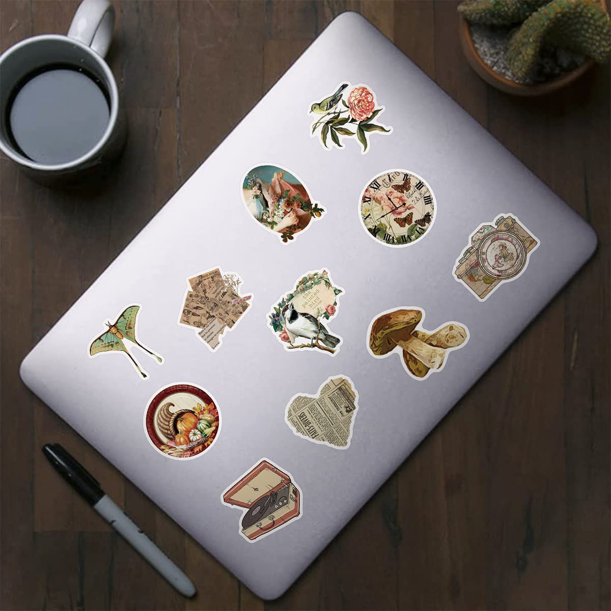 HASTHIP Vintage Stickers for Scrapbooking and Journals with 50Pcs Self Adhesive PVC Set | DIY Craft Embellishment Supplies