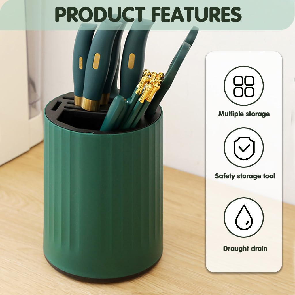 Supvox Kitchen Cutter Organizer with 360° Rotating Design and Custom Molded Utensil Slots