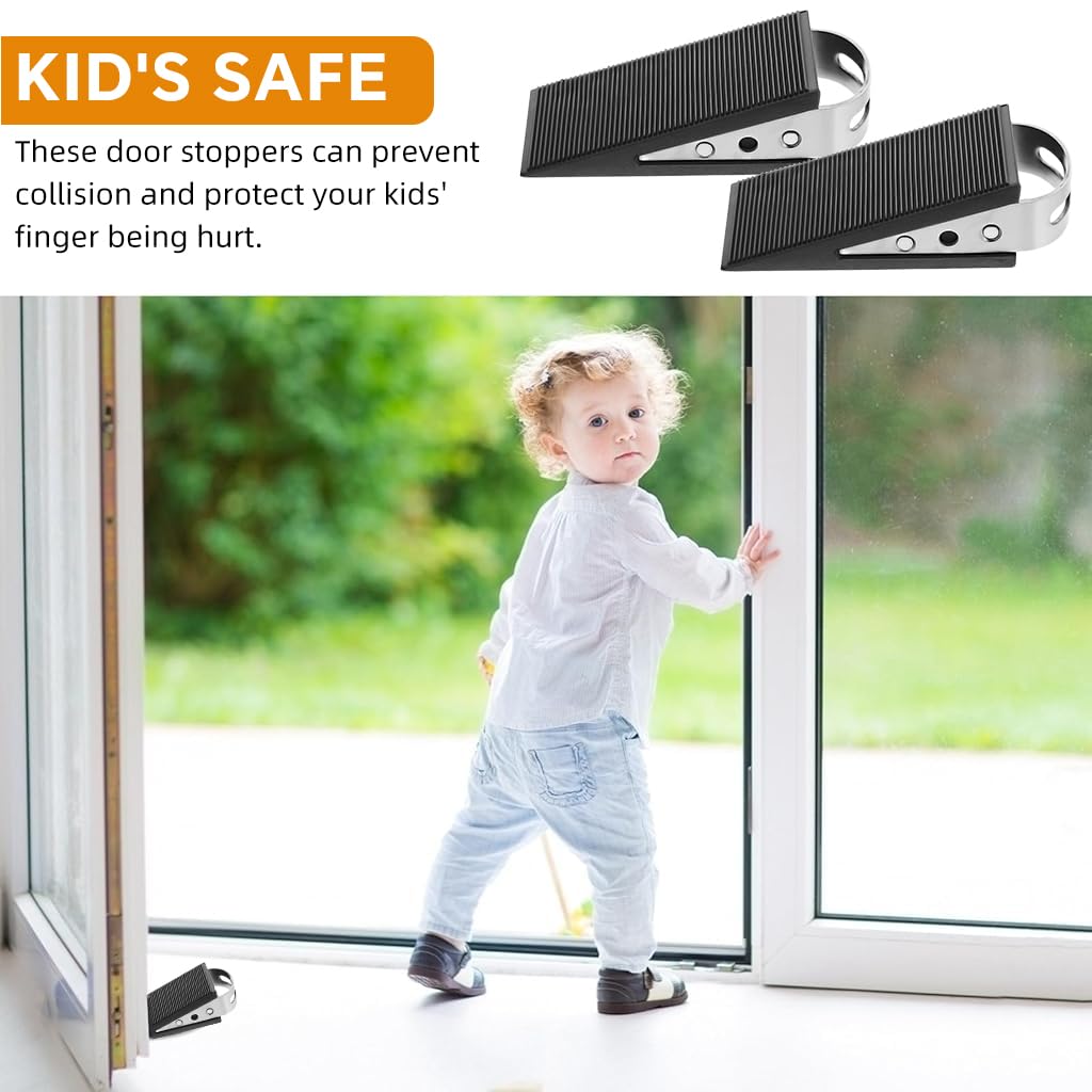 HASTHIP Door Wedge Stoppers for Heavy Doors with Pull Grips and Anti Slip Surface | 2Pcs 304 Stainless Steel