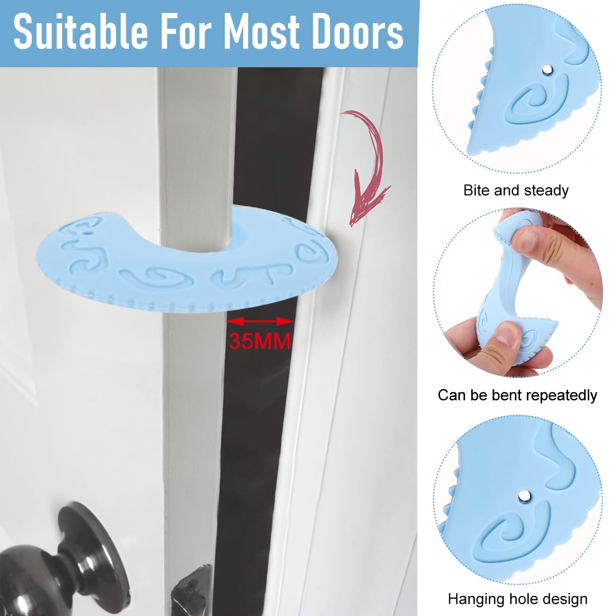 SNOWIE SOFT Silicon Door Stopper 3pcs for Baby Proofing with Cartoon Elephant Design | Wall and Knob Protection