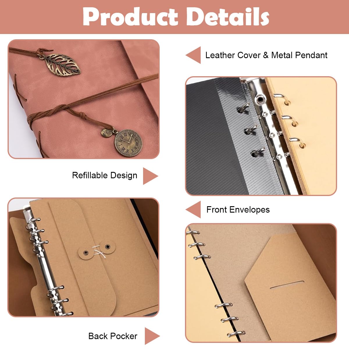 HASTHIP Photo Album Kit for DIY Scrapbooking with 52 Sheets 104 Pages PU Leather Cover