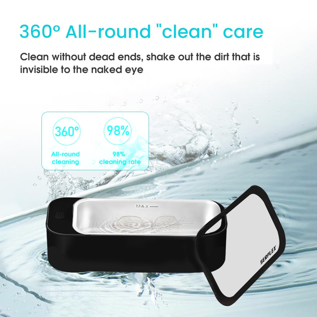 HASTHIP® 42 kHZ Portable Professional Ultrasonic Mini Jewelry Cleaner with Stainless Steel 450ml Chamber for Cleaning Jewelry, Eyeglasses, Watches, Ring, Necklaces