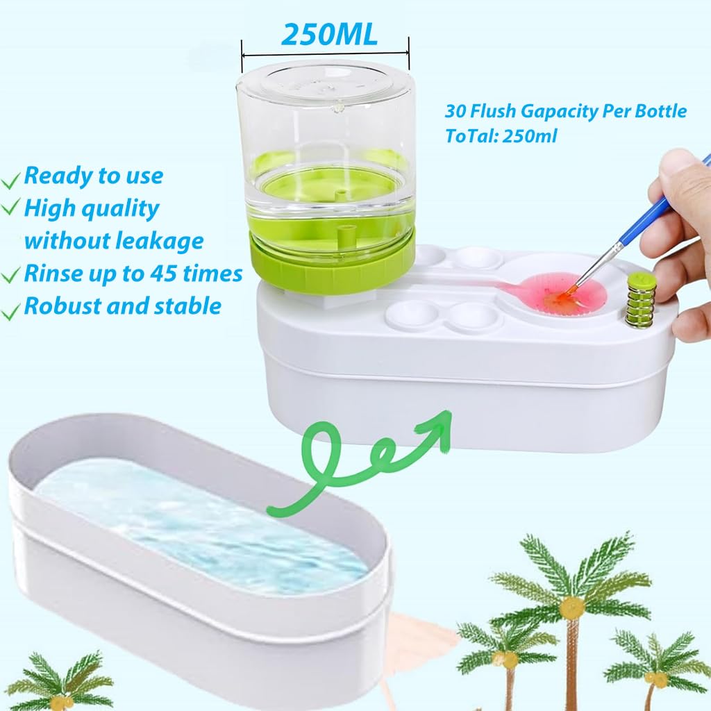 HASTHIP Paint Brush Cleaner for Oil Acrylic and Makeup Brushes with Auto Refill Water Tank | 2PCS