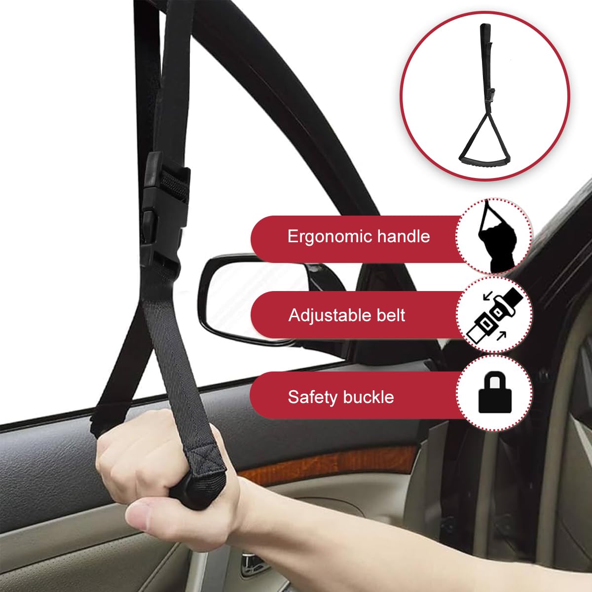 STHIRA Car Handle Assist for Elderly with Safety Hammer and Anti Slip Grip | Rugged Aluminum Alloy Support