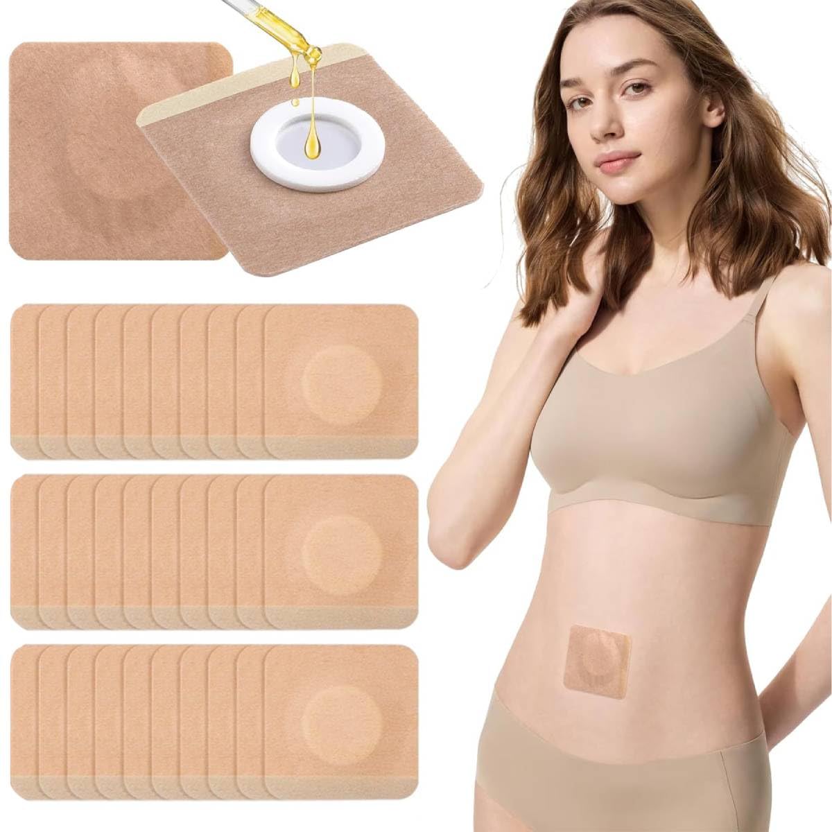 HANNEA Castor Oil Patches for Belly Button with 30 Count Self-Adhesive Design | Organic Cotton
