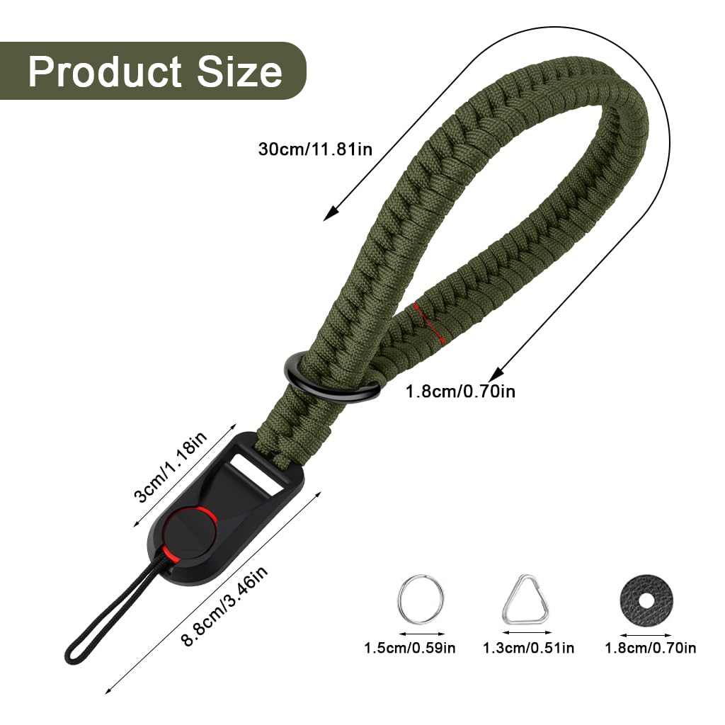 Zibuyu Camera Strap for DSLR and Mirrorless Cameras with Quick Release Buckle and Handwoven Wrist Design | Adjustable Military Green Accessory