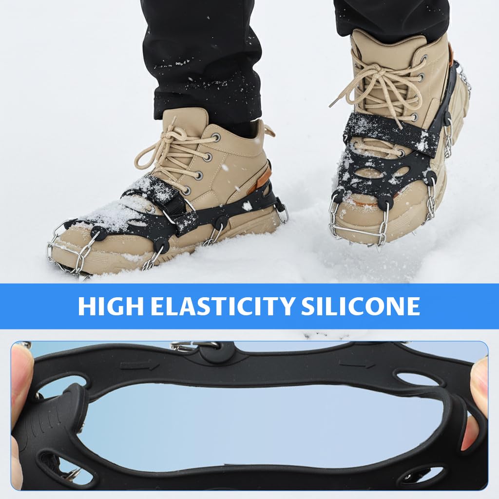 Proberos Crampons for Hiking Boots with 24 Steel Cleats and Adjustable Harness | Chromoly Steel Traction on Ice and Snow