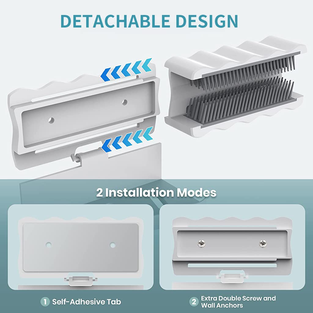 ELEPHANTBOAT Shower Hair Catcher for Bathroom Wall with Silicone Bristles | Reusable Drain Hair Trap